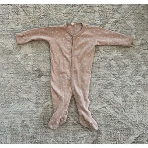 Quincy Mae Floral Tan Sleeper Footie Pajamas - 3-6 Months